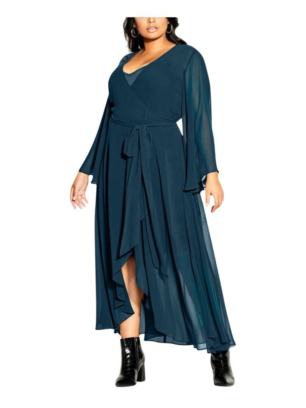 NWT City Chic Maxi Fleetwood Wrap Dress 00205878 Alpine Green 16W